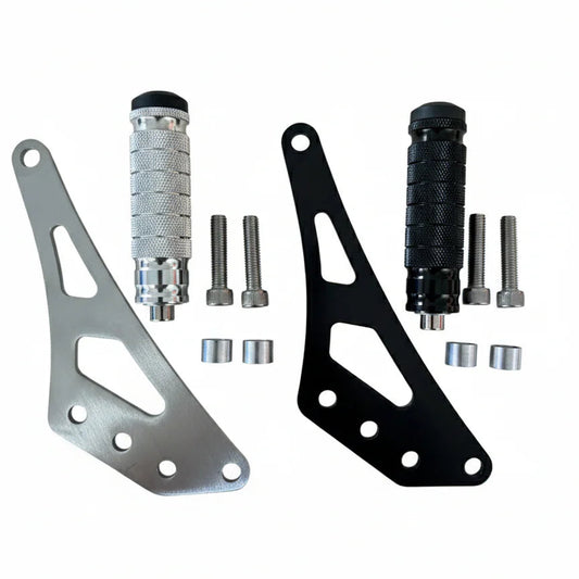 Mechanical parts including metal brackets and cylindrical components on a white background